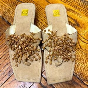 NWOB Rita New York open tie tan shoes size: 8